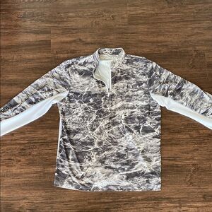 HUK Gray and White Camouflage Pullover